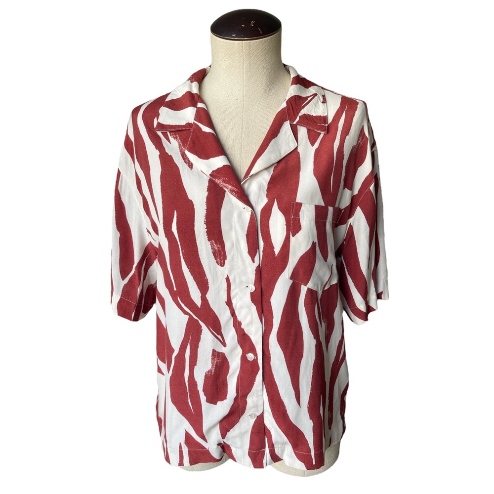 Anine Bing Benji Zebra Printed Button Down Short … - image 5